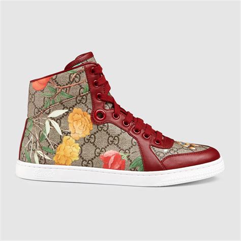 white gucci sneakers with flowers|Gucci high top sneakers women.